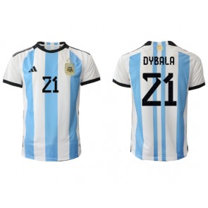 Argentina Paulo Dybala #21 Replica Home Stadium Shirt World Cup 2022 Short Sleeve